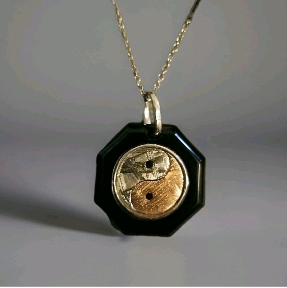 Marvelous Meteorite Black Jade Sterling Silver Necklace